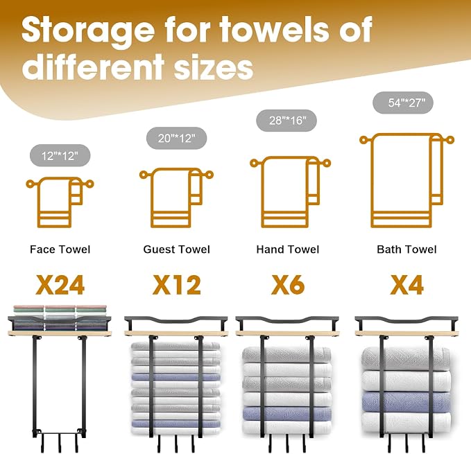 Towel Racks for Bathroom, Wall Mounted Towel Rack for Bathroom, Wall Towel Rack - Image 8