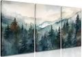 AKWISH Framed Green Forest Canvas Wall Art Set of 3, Boho Misty Watercolor Pine by AKWISHWallArt