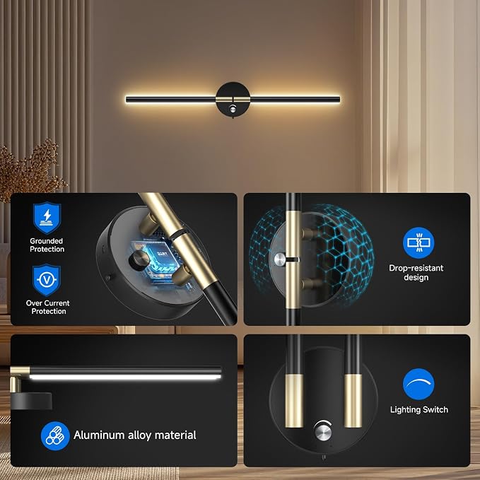 Wall Sconces with 360°DIY Independently Rotatable Lamp, 10000mAh Rechargeable - Image 7