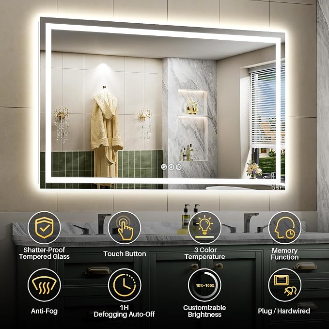 Briivue 66x40 Inch LED Bathroom Mirror - Image 2