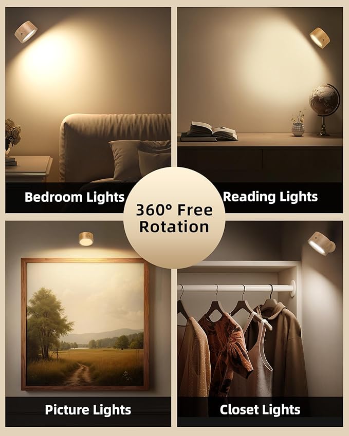 LED Wall Mounted Lights, Rechargeable Wall Sconces Lamp, 3 Color Temps & Remote - Image 5