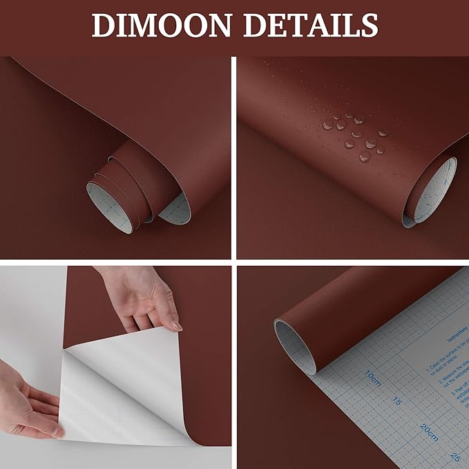 Dimoon 236"x17.7" Peel and Stick Wallpaper Dark Red Contact Paper - Image 6
