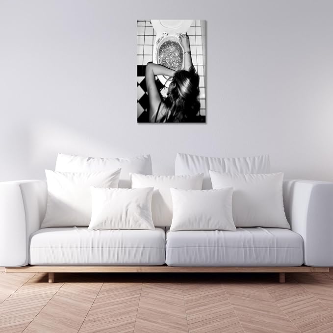 Funny Bathroom Wall Art Black and White posters Bar Disco Party prints painting - Image 7