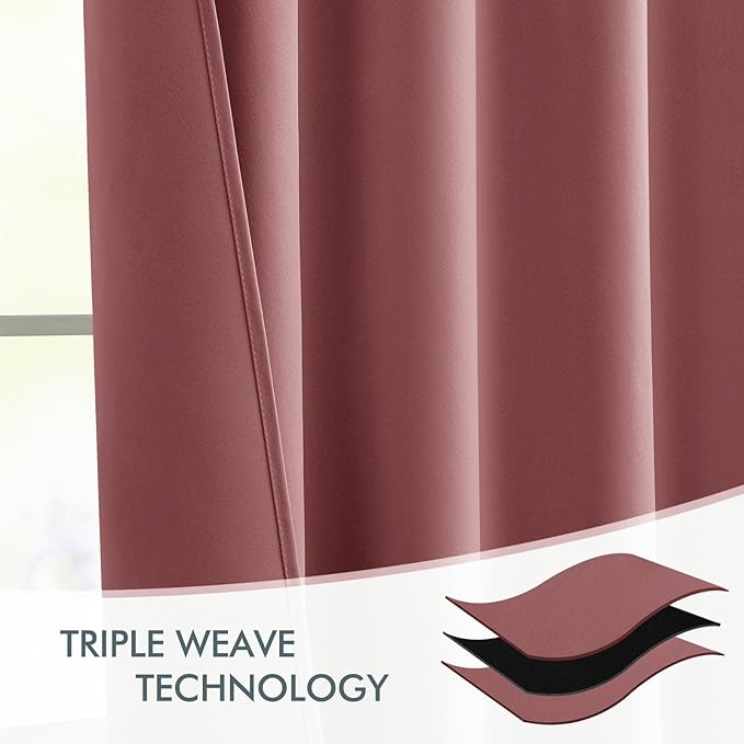 MIULEE Dusty Rose Back Tab Blackout Curtains 108 Inch Long 2 Panels Set - Image 7