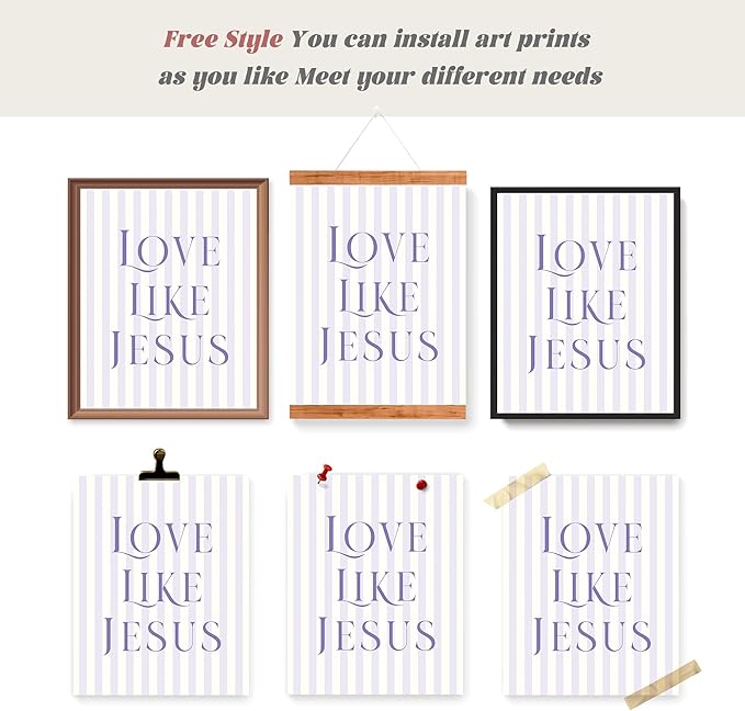 LARTSFRO Coquette Purple Bow Jesus Wall Art Decor Posters, Inspirational Bible - Image 4