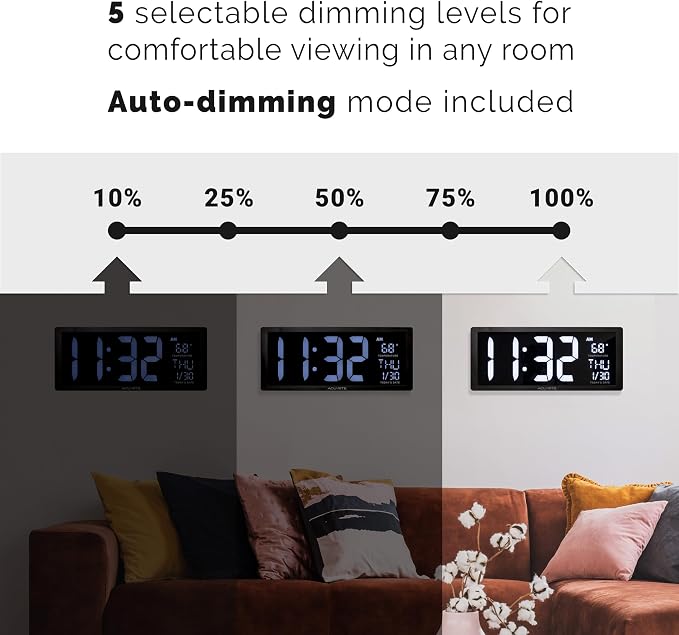 AcuRite 75159M 14.5" Large White LED Digital Clock Inch - Image 2