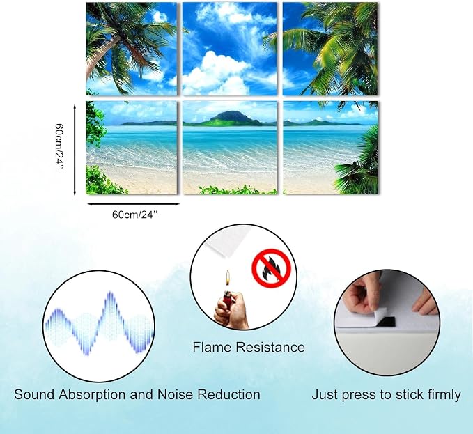 YPY Acoustic Panels Soundproof Wall Panels: Sound Absorbing Wall Art, 6 Pack - Image 6