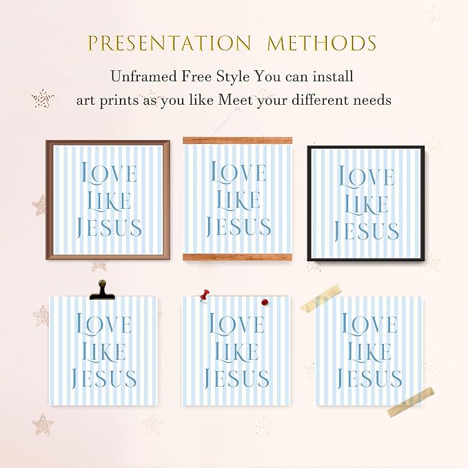 LARTSFRO Coquette Blue Bow Jesus Wall Art Decor Posters, Light Blue Bow - Image 4