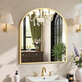 Sweetcrispy 31"x32" Arched Gold Bathroom Mirrors by Sweetcrispy