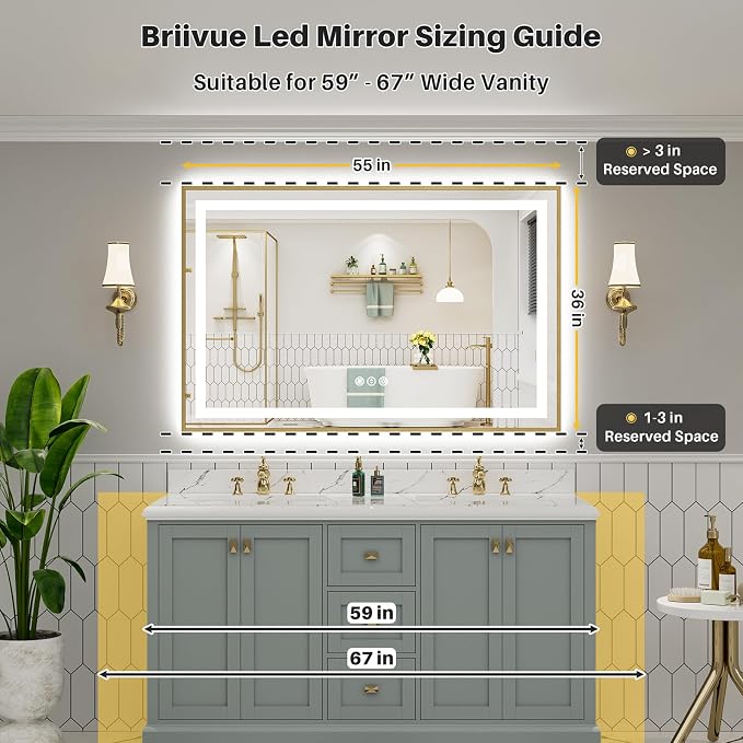 55x36 Inch LED Bathroom Mirror - Image 2