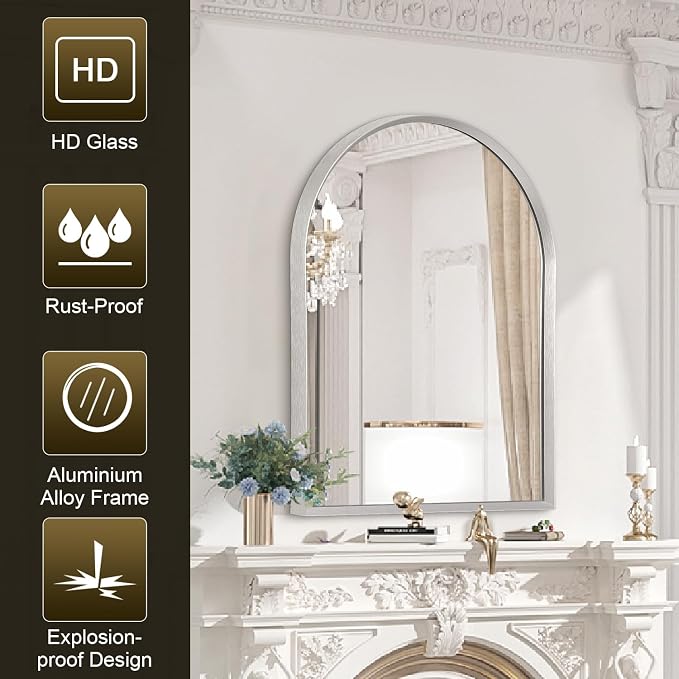 Arched Wall Mirror, Metal Frame Bathroom Mirrors, Arched Vanity Mirror - Image 6