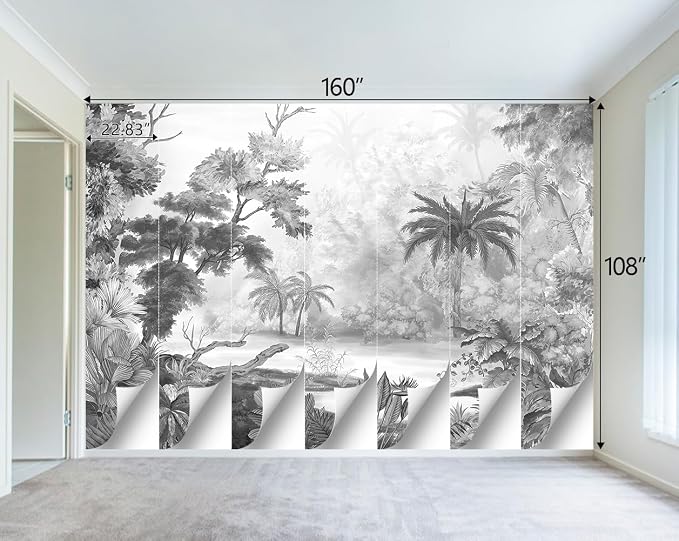 Grey Tropical Rainforest Plant wallpeper Living Room Bedroom Jungle Botanical - Image 4