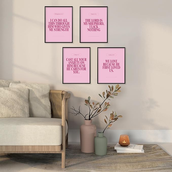 Locomiss Pink Christian Wall Art Decor Posters, Modern Bible Verse Prints - Image 5