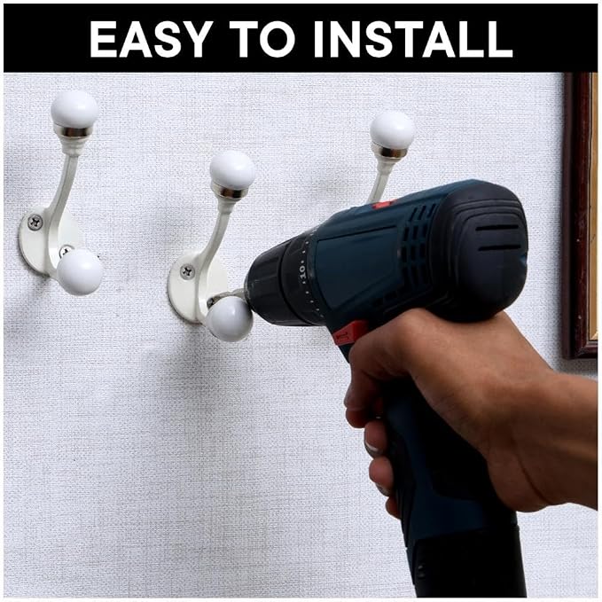Indian Shelf 6 Pieces Double Prong White Decorative Coat Hooks Unique Coat Rack - Image 6