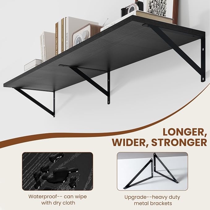 Heimlove Black Deep Floating Shelves - Image 5