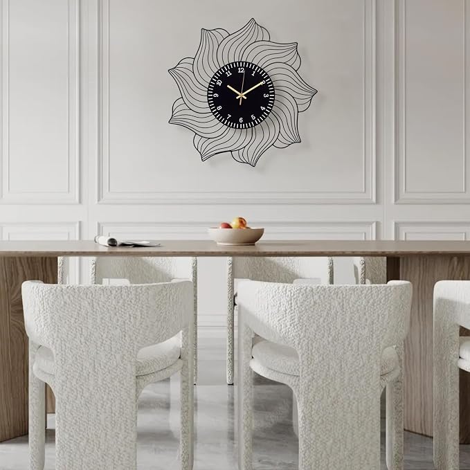 22 Inch Flower Wall Clock, Silent Non-Ticking Battery Operated Modern - Image 4
