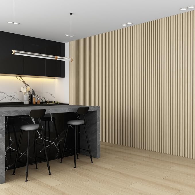 8-Pack WPC Wall Panels 118’’ x 6.1’’ 3D Slat Wall Panel Acoustic Wall Paneling - Image 4