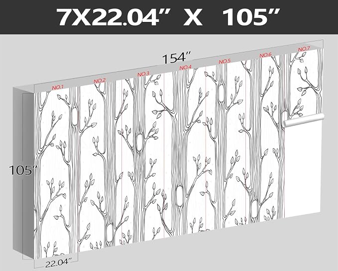 XMPMBM-Hand-Painted Cartoon Grey Tree Fabric Wallpaper Nursery Room Kids - Image 4