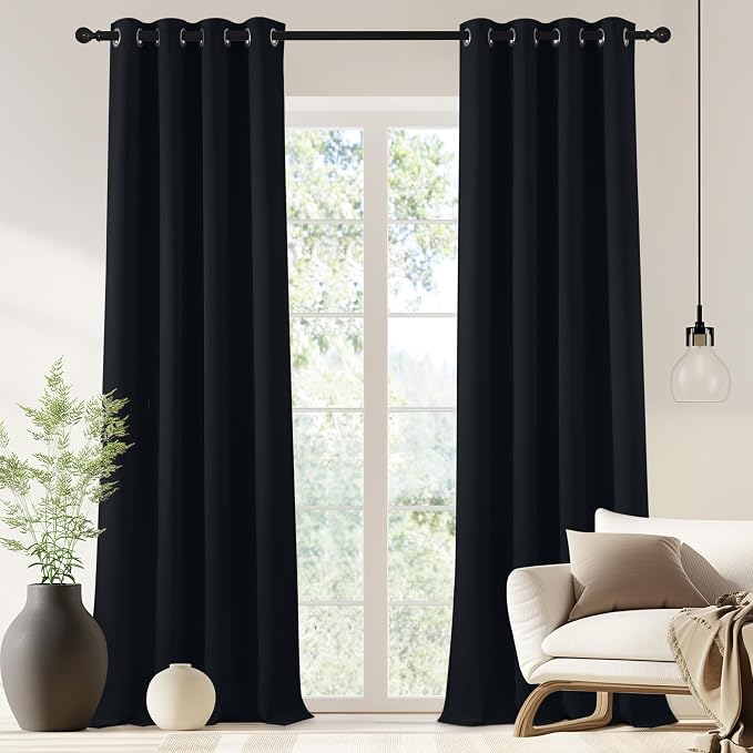NICETOWN Black Blackout Curtain 90 inch Length by NICETOWN