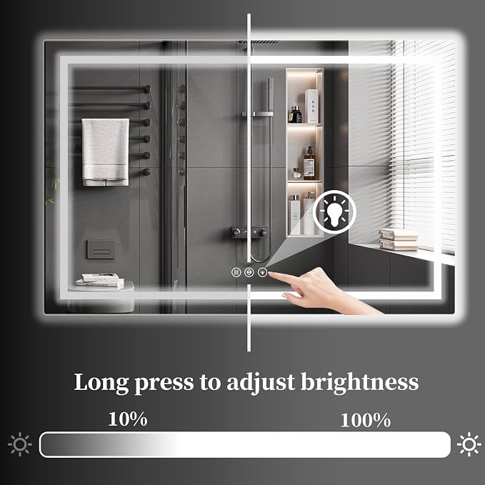 Koonmi 60"x36" LED Mirror for Bathroom, 90CRI Anti-Fog Vanity Mirror - Image 5