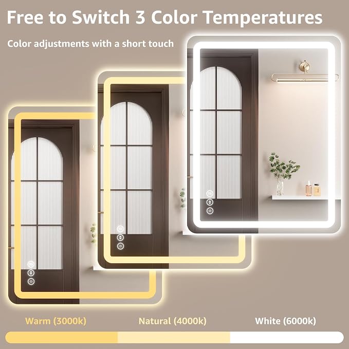Led Bathroom Mirror with Lights, Anti-Fog & Tri-Color Lighting - Image 6