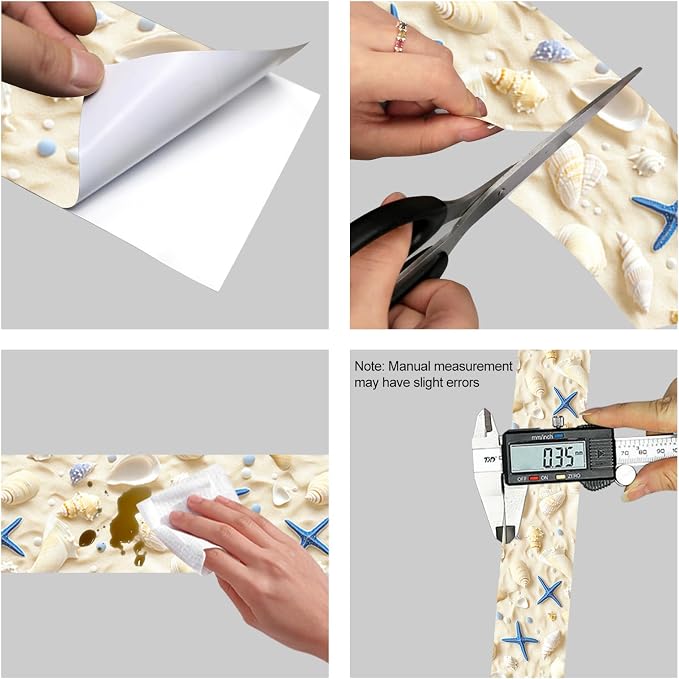 HOMETITUTE Wallpaper Border Peel and Stick Wall Border Sandy Seashell - Image 8