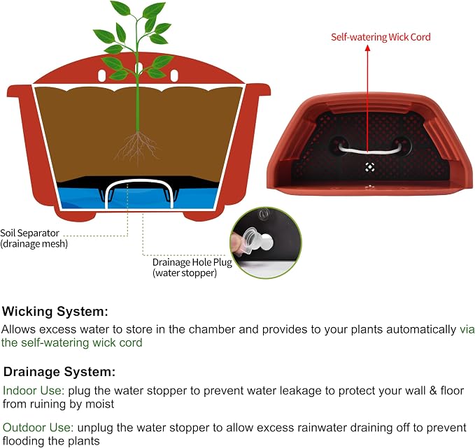 9.8 inch 8 Pack Brick Red Wall Hanging Planters - Image 4