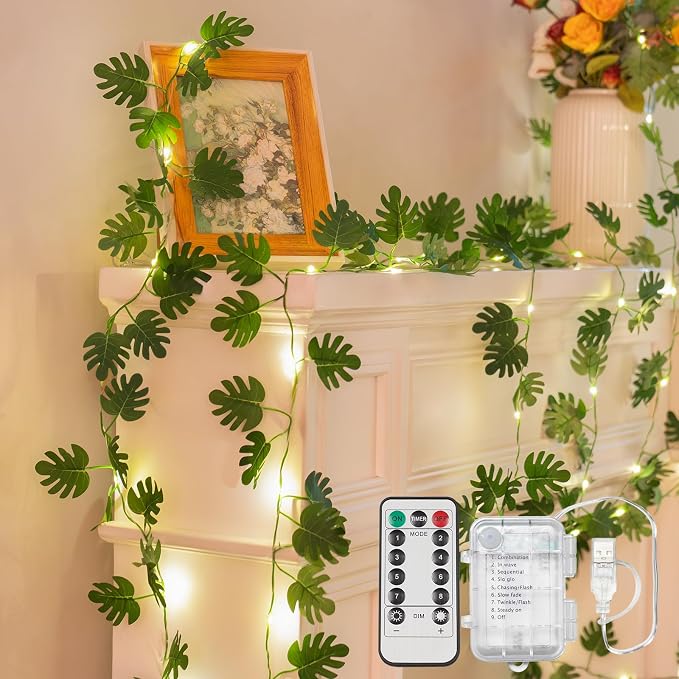suddus Vines with Fairy Lights Battery & USB Powered Operated, 33ft 100 LED by SUDDUS