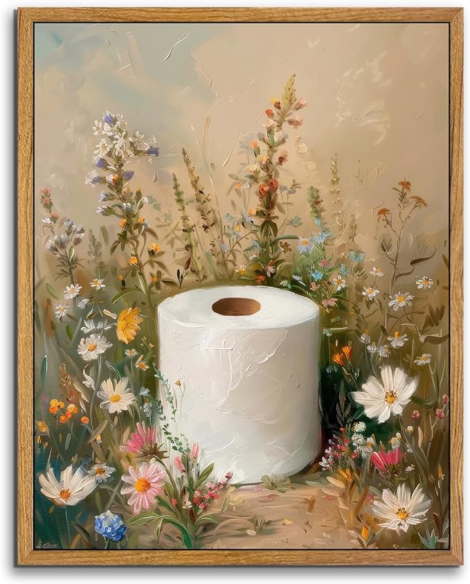 AtterrirArt Framed Vintage Bathroom Wall Art Funny, 8 * 10 Inch, Farmhouse by AtterrirArt