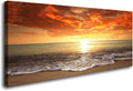 Baisuart-S0162 Canvas Prints Wall Art Sunset Ocean Beach Pictures Photo by Baisuart