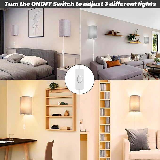 Wall Sconces Set of 2, Plug in Wall Sconces - Image 5