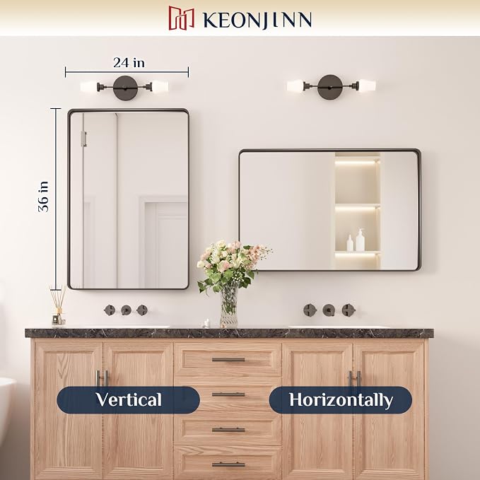 Keonjinn Black Bathroom Mirror for Vanity, Tempered Glass, Anti-Rust - Image 8