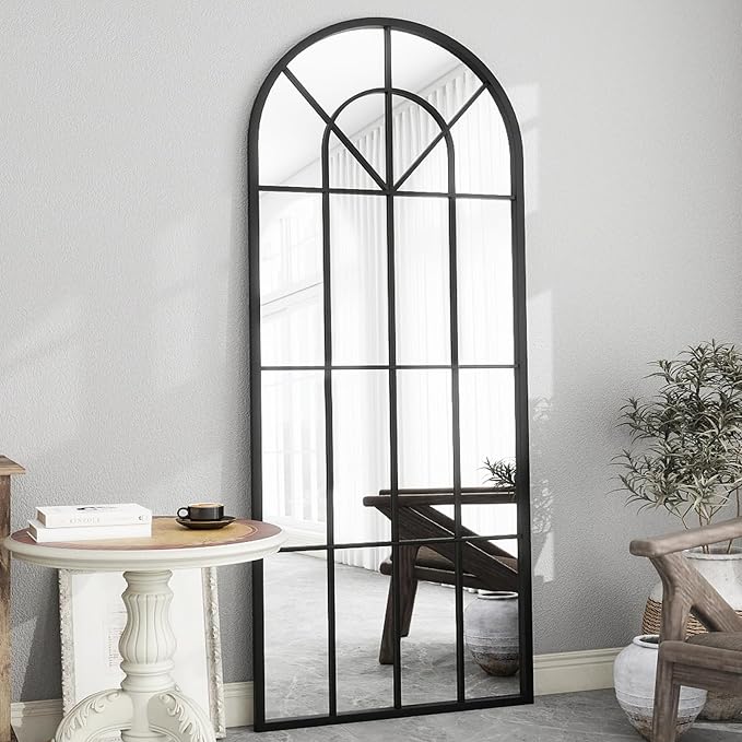 Full Length Mirror, Large Body Arched Wall Mounted Window Pane Mirrors by ZMYCZ