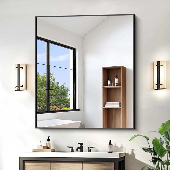 KOCUUY Bathroom Mirror 36"x40", Shatterpoof Large Vanity Mirror, Metal Framed - Image 2