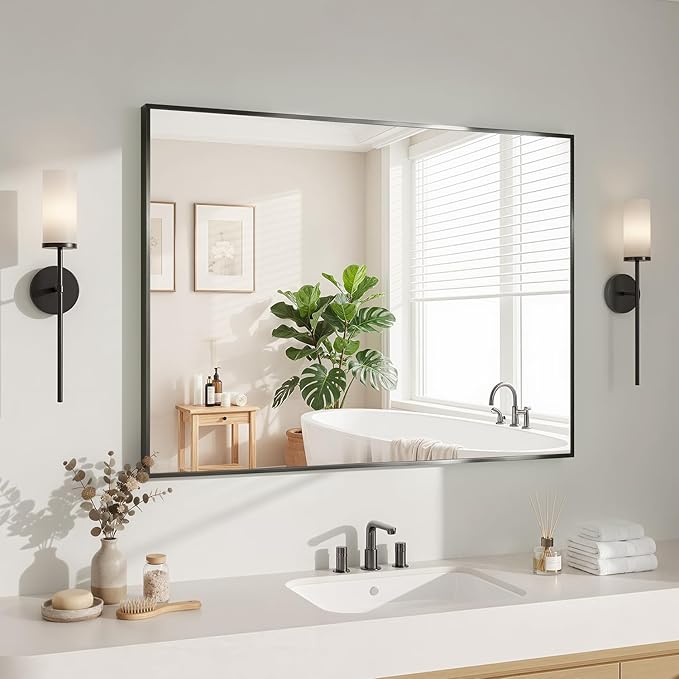 Koonmi Black Mirrors for Wall, 30x40 Inch Bathroom Mirror, Rectangular Wall by KOONMI