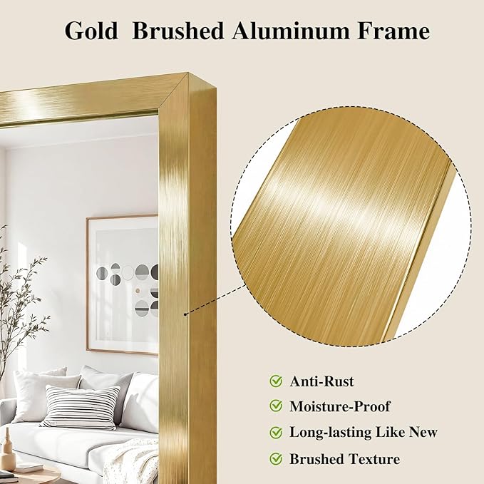 Koonmi Gold Mirrors for Wall, 26x38 Inch Bathroom Mirror, Rectangular Wall - Image 4