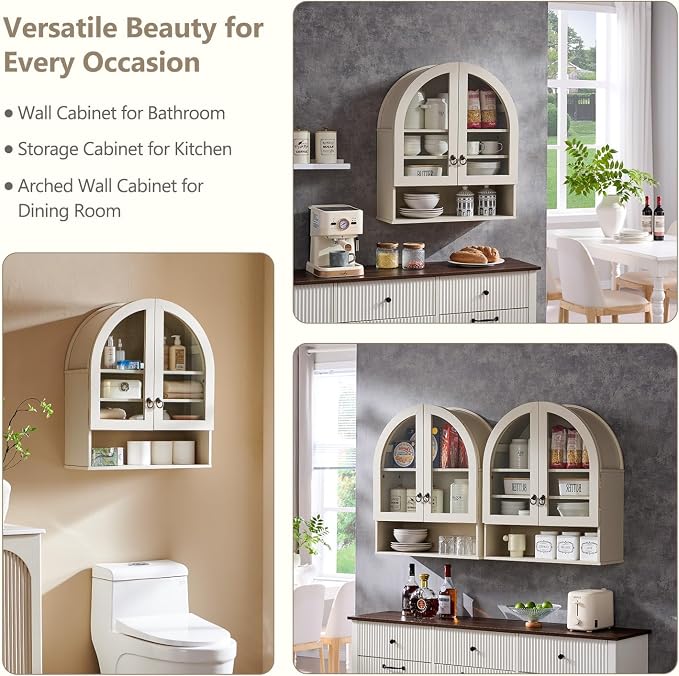 IFGET Bathroom Arched Wall Cabinet, 23.6'' Wide Medicine Cabinet - Image 5