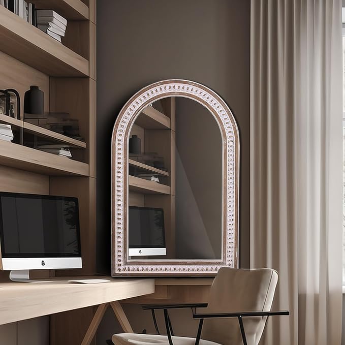 36x24 Inch Boho Beaded Arched Wall Mirror - Image 7