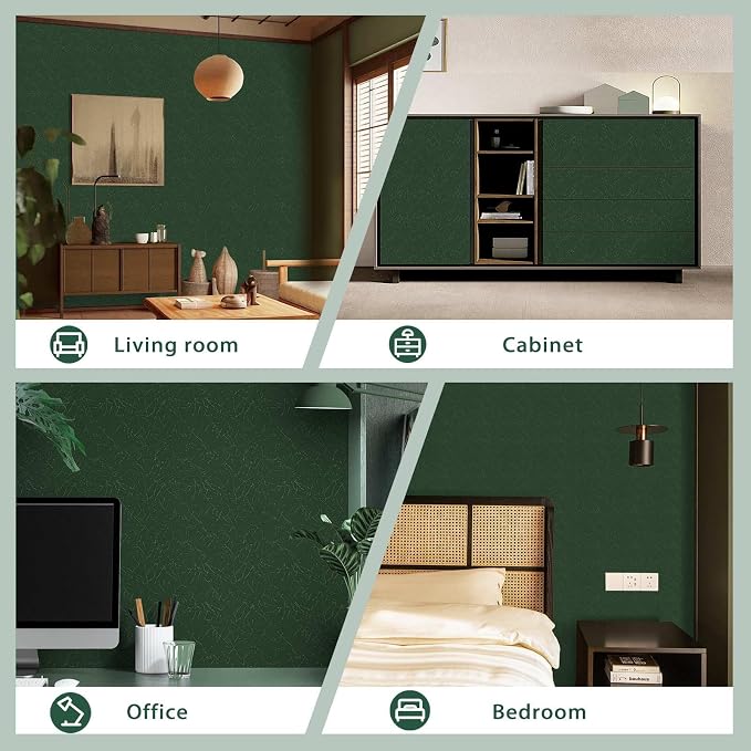 Abyssaly Dark Green Peel and Stick Wallpaper Removable Silk Texture Contact - Image 5