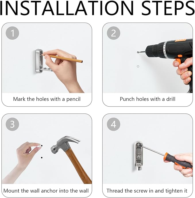 2PCS Foldable Wall Hooks, Heavy Duty Zinc Alloy Folding Wall Hooks, Folding - Image 8