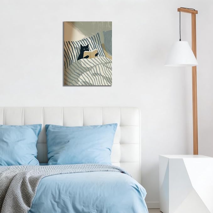 ALMLZL Funny Reading Cat Wall Art Motivational Animal Reading Canvas Poster - Image 3