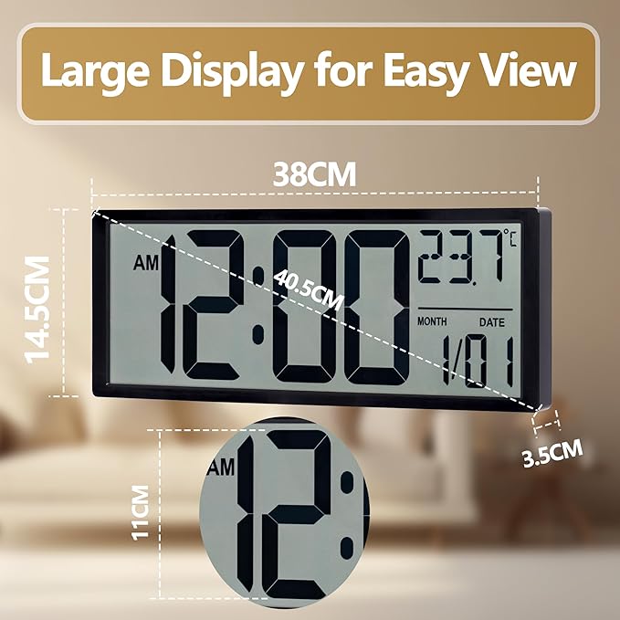 Maxstar Large Digital Wall Clock, Desktop/Wall Mounted - Image 3