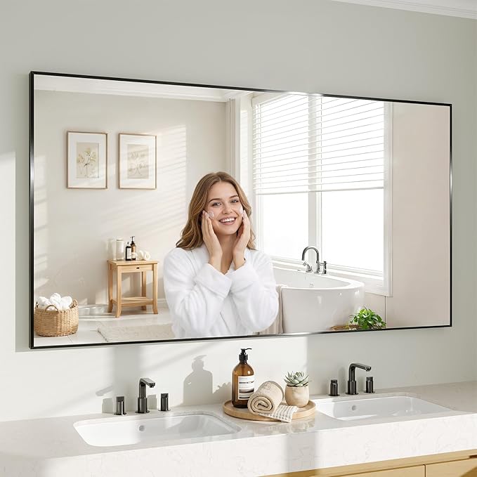Koonmi Black Mirrors for Wall, 30x60 Inch Bathroom Mirror, Rectangular Wall by KOONMI
