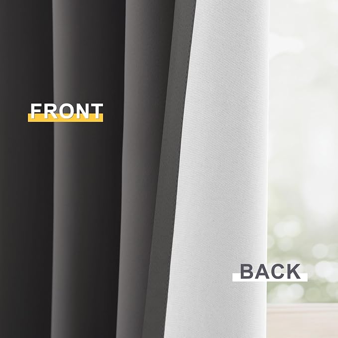 Yakamok 100% Blackout Curtain Panels 63 inches Cold and Light Blocking Drapes - Image 6