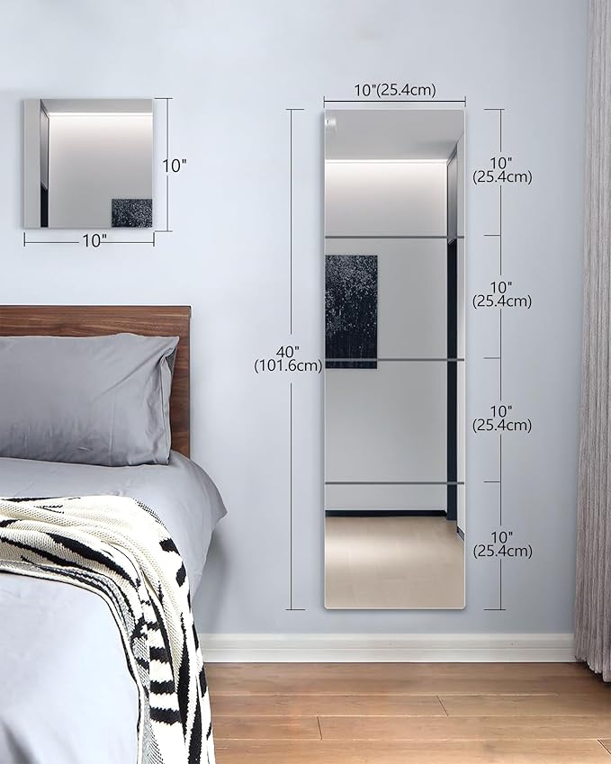 Wall Mirrors for Bedroom Door, Unbreakable Full Length Wall Mirrors Tiles - Image 2