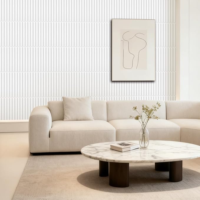 Qidejoy 33 Pcs 3D PVC Slat Wall Panels 12X12in Fluted Textured Paneling Modern - Image 7