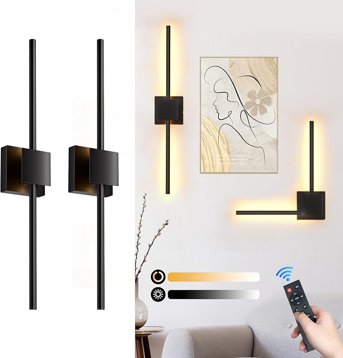 Battery Operated Wall Sconces Set of 2,  8000mAh Rotatable by Torchlet