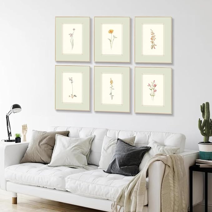 KBKBART Mint Green Floral Wall Art Set of 6 Unframed, Minimalist Abstract - Image 5