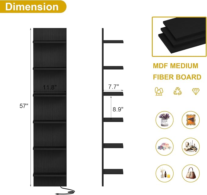 Qupui 6 Tier Wall Shelf Unit - Image 2