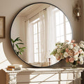 XRAMFY 42 Inch Round Black Metal Wall Mirror by XRAMFY